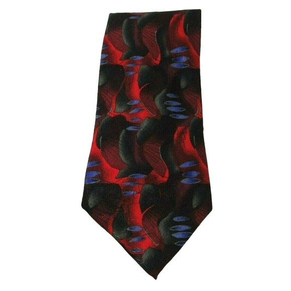 Men's Necktie J Garcia Tie Duckworm Alarm Red Blue Green 100% Silk - Picture 2 of 5